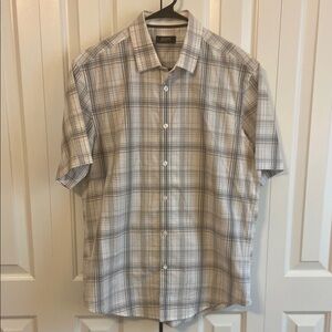 Alfani Gray and Light Orange Plaid Casual Shirt